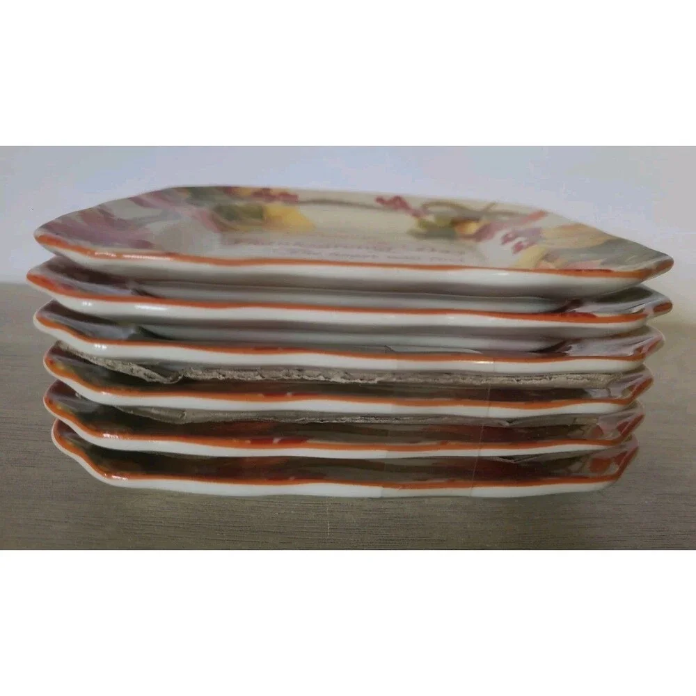 Set 6 222 Fifth Autumn  Celebration Thanksgiving Day Appetizer Plates 6